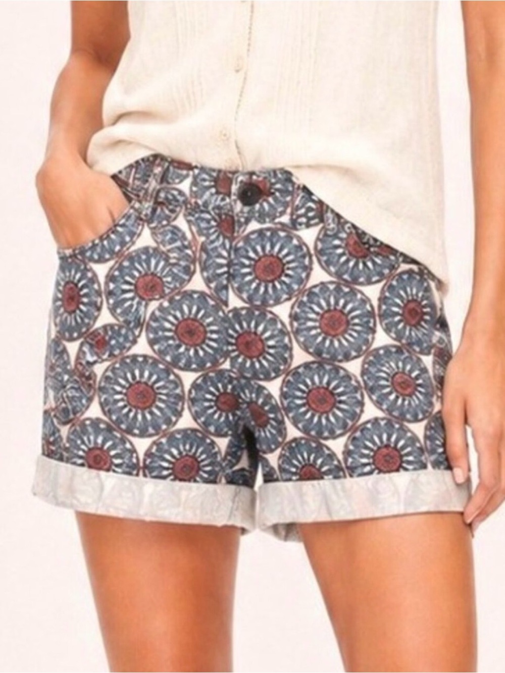 Banana Republic Cotton medallion Printed Roll-Cuff Women's Shorts